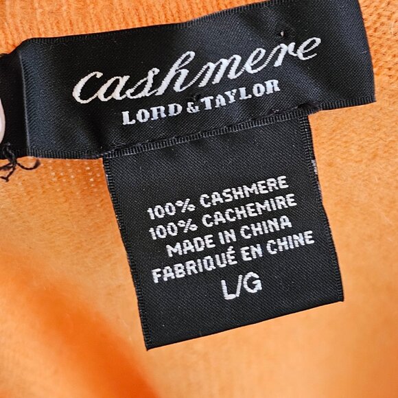 Lord & Taylor Orange Super Soft 100% Cashmere Sweater Sz L - Picture 5 of 6